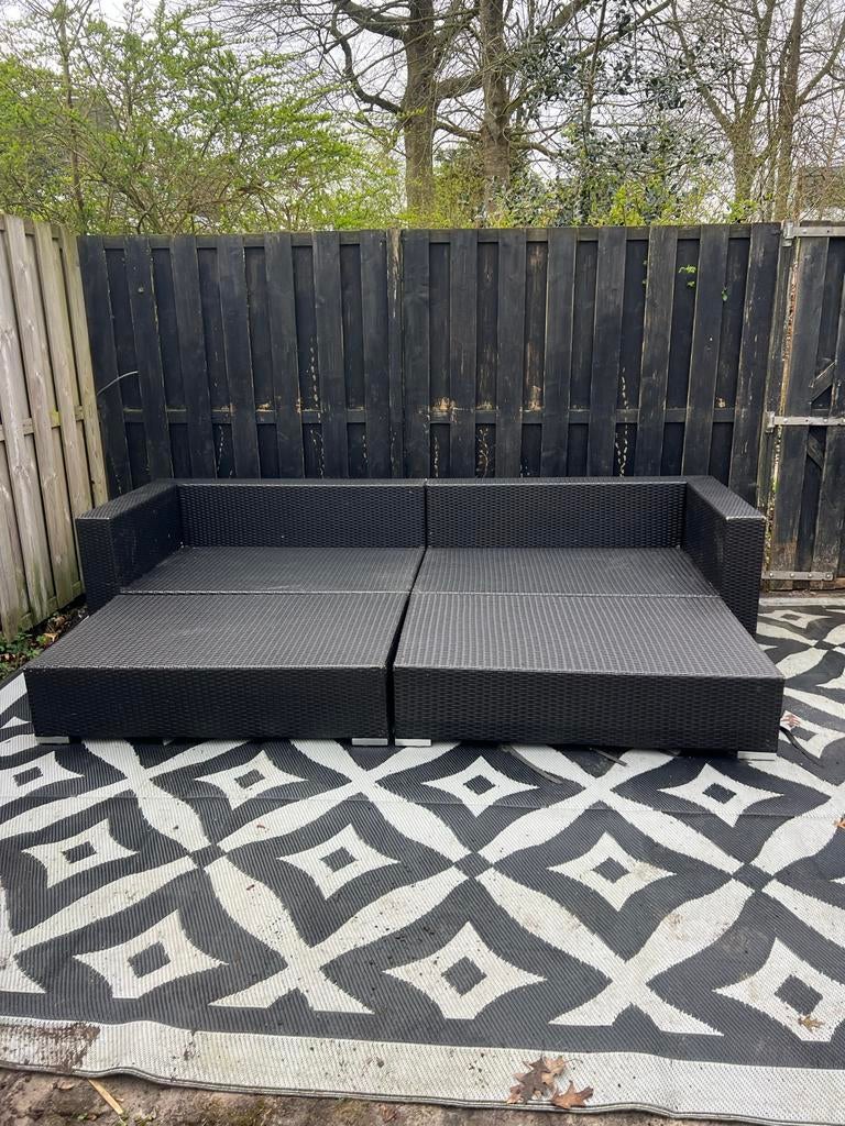 Zwarte loungeset, Gebruikt, 3 zitplaatsen, Ophalen of Verzenden, Loungeset