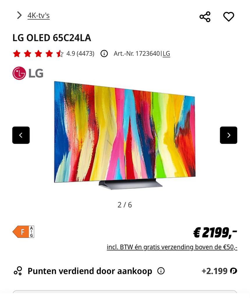 ZGAN: LG OLED TELEVISIE 65C24LA smart 65 inch, Audio, Tv en Foto, Televisies, 120 Hz, Ophalen of Verzenden, Zo goed als nieuw