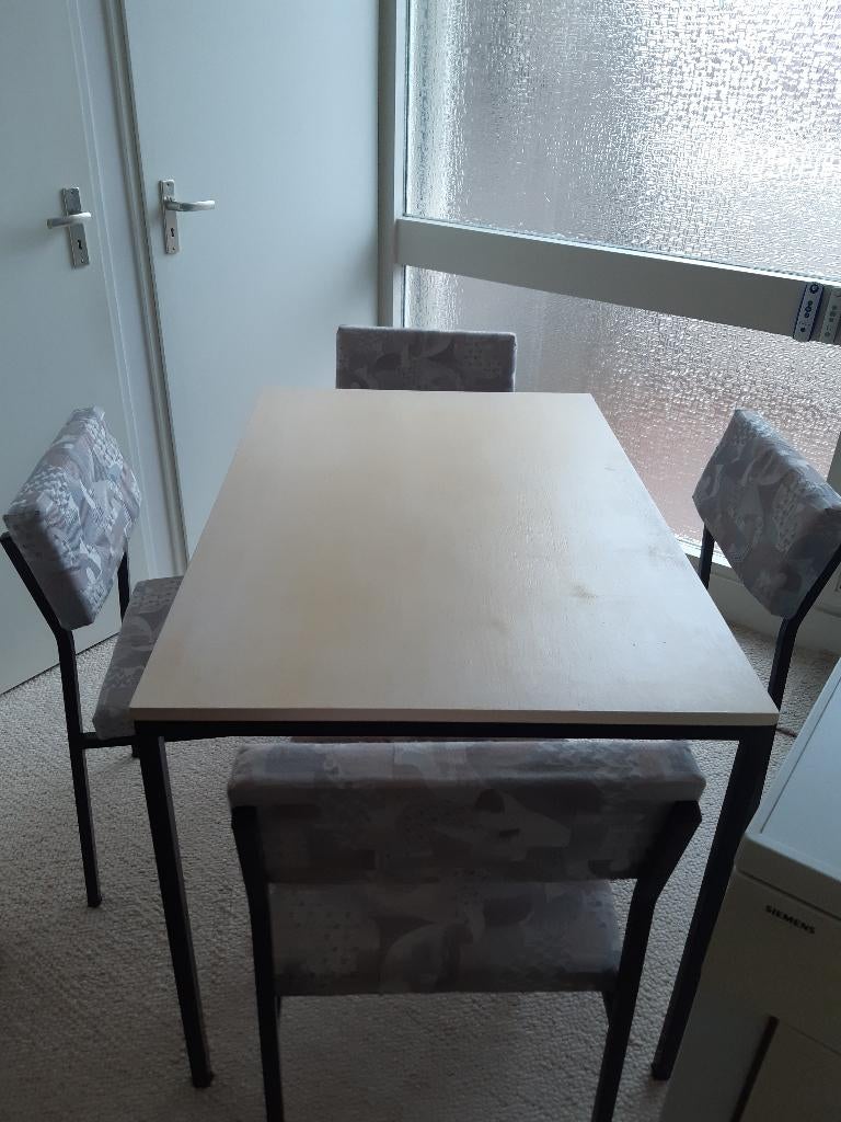 eettafel met 4 stoelen, Ophalen, Gebruikt, 100 tot 150 cm, Klassiek