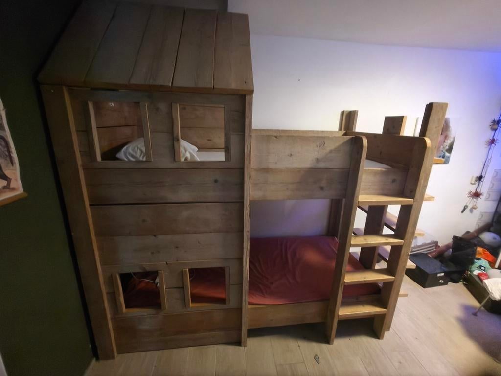 Robuuste hoogslaper steigerhout, Ophalen, Gebruikt, Hoogslaper