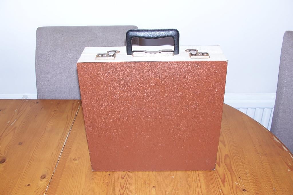 oude harmonica koffert voor lp's nr 8, Ophalen of Verzenden, Gebruikt, 12 inch