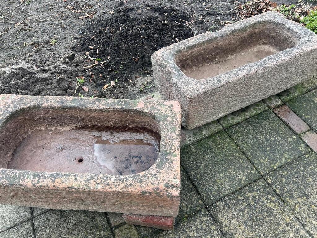 Mooie Bentheimer natuursteen bloembakken (2 stuks), Tuin en Terras, Bloembakken en Plantenbakken, Gebruikt, Steen, Balkon, Tuin