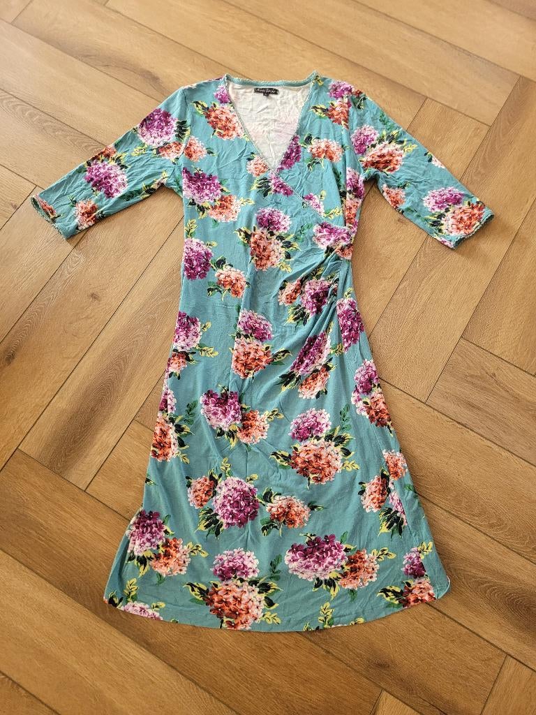 Prachtig blauw/groen jurkje van King Louie, maat L, Maat 38/40 (M), Blauw, Ophalen of Verzenden, Knielengte