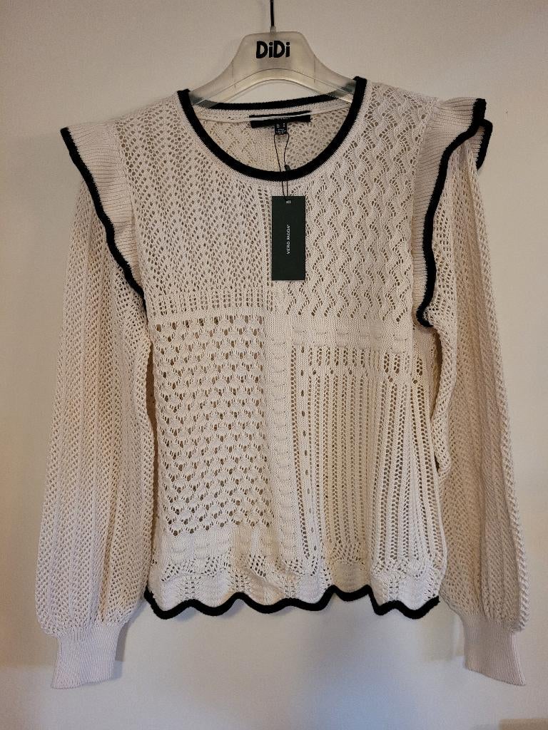 Nieuw, open bewerkte trui ecru, maat L, Vero Moda, Beige, Maat 42/44 (L), Nieuw