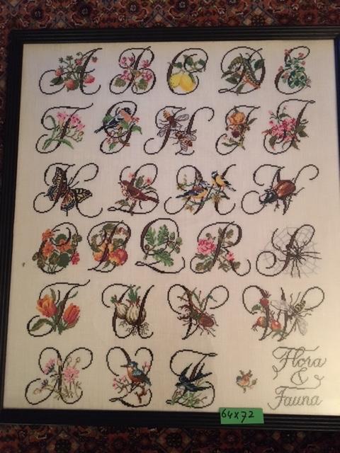 Mooi geborduurde letterlap met vogels en bloemen, Ophalen of Verzenden, Zo goed als nieuw, Overige typen