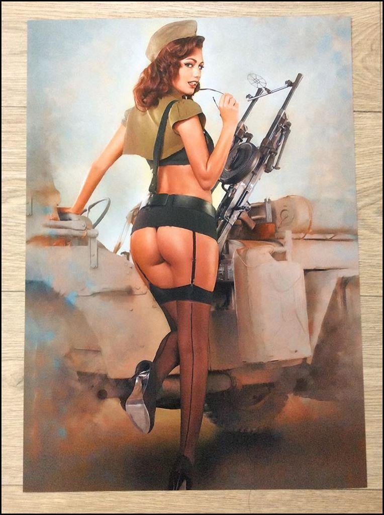 WO2 Retro SEXY Leger Pin up Dame Willy's Jeep POSTER, Ophalen of Verzenden, Amerika, Foto of Poster