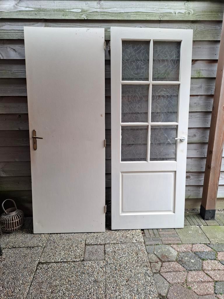 2 stompe binnendeuren, Doe-het-zelf en Verbouw, Ophalen, Glas, Binnendeur, 200 tot 215 cm