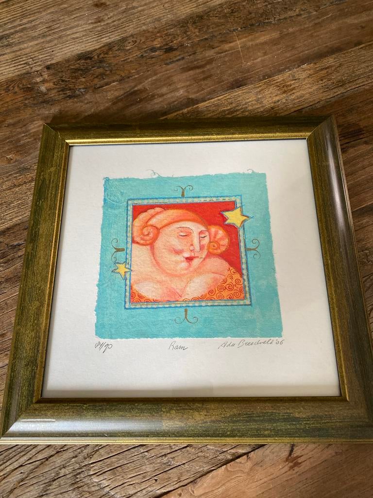 Ingelijste zeefdruk 'Ram' van Ada Breedveld (04/90), Ophalen of Verzenden