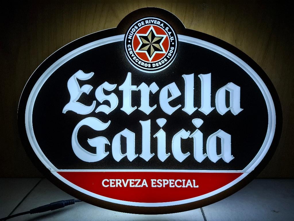Nieuwe originele lichtreclame Estrella Galicia bier, Ophalen of Verzenden, Nieuw, Lichtbak of (neon) lamp
