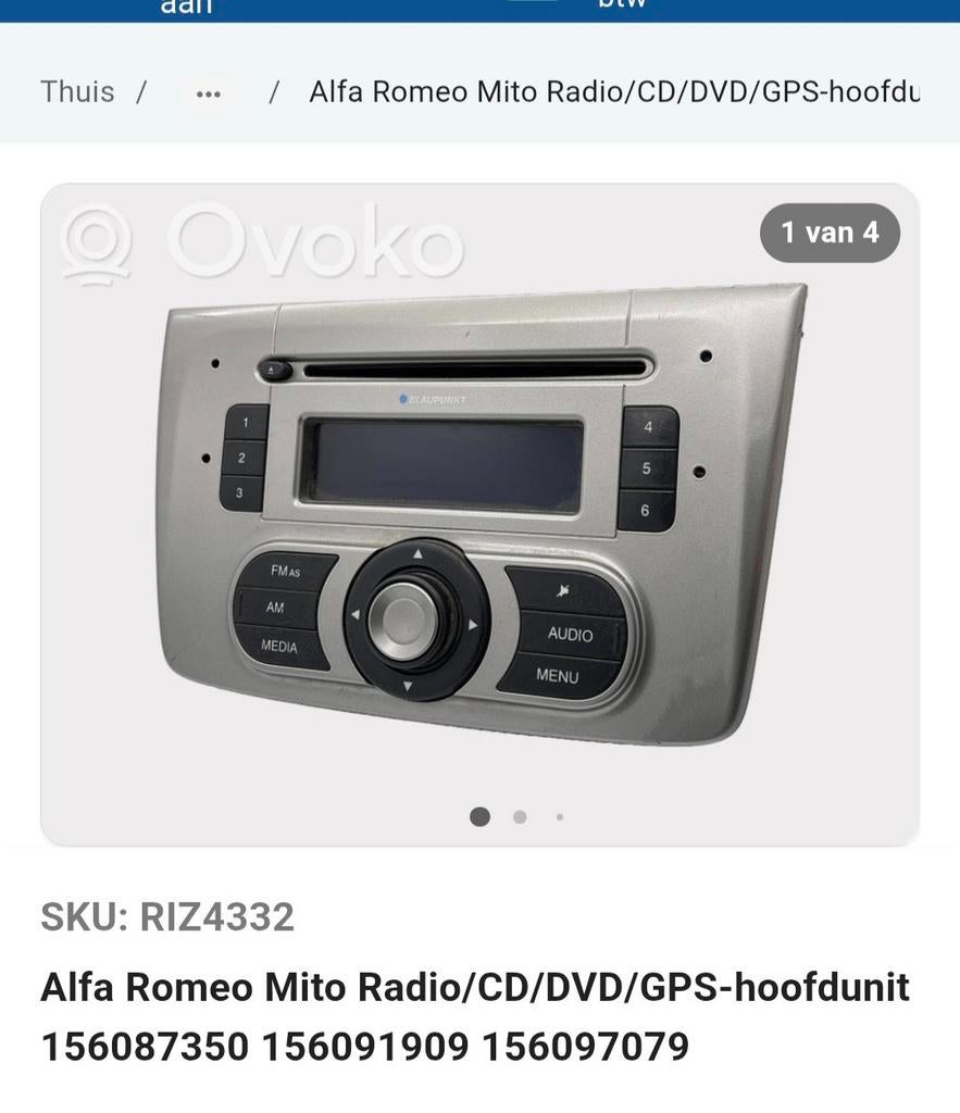 Alfa Romeo Mito radio CD speler, Ophalen