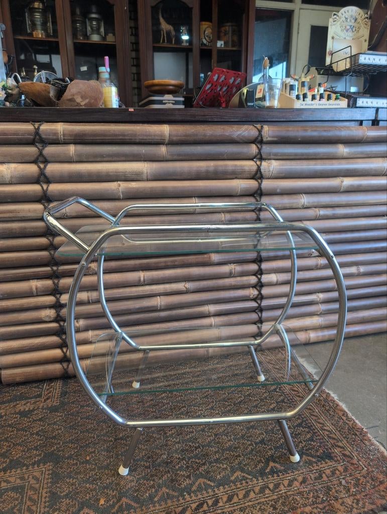 Retro Glazen Kastje Jaren 60 - Chroom en Glas, Ophalen of Verzenden