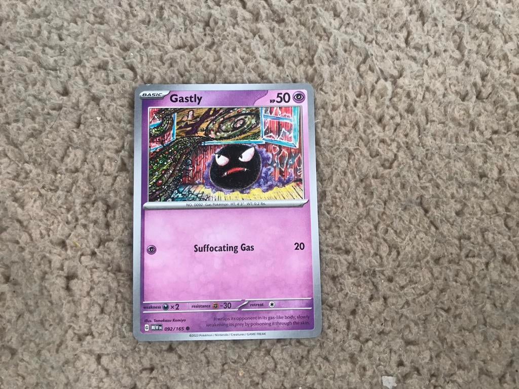 Pokémon kaart Gastly 092/165, Ophalen of Verzenden, Gebruikt, Losse kaart