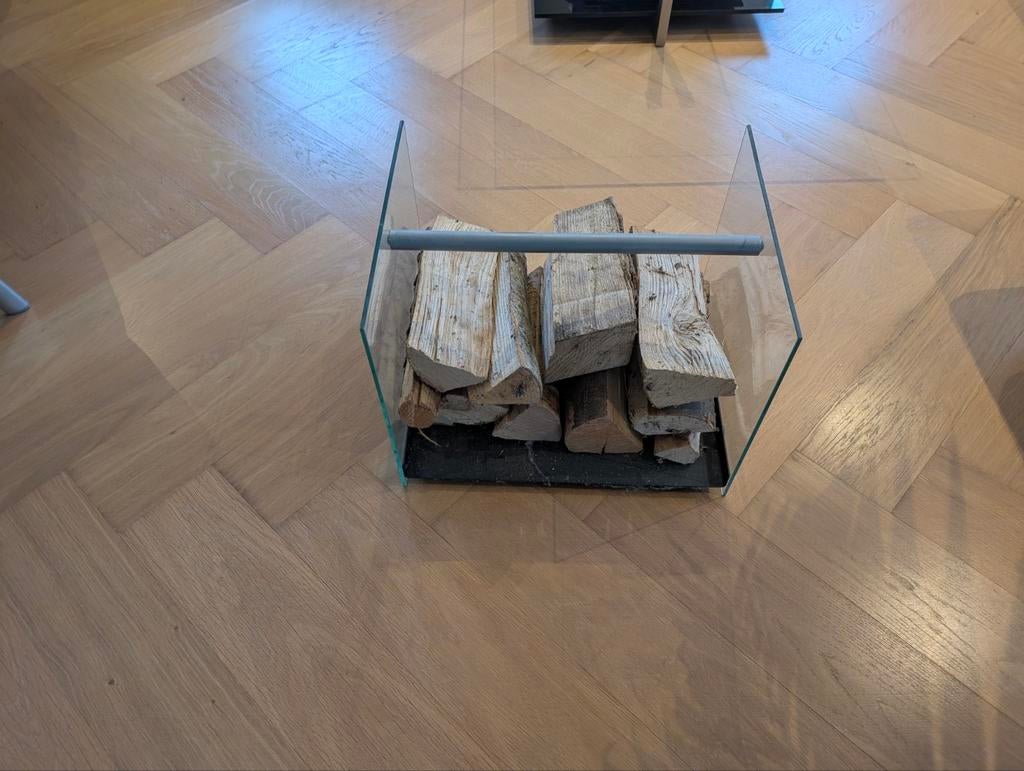 Houtbak van glas en metaal, Ophalen of Verzenden, Zo goed als nieuw