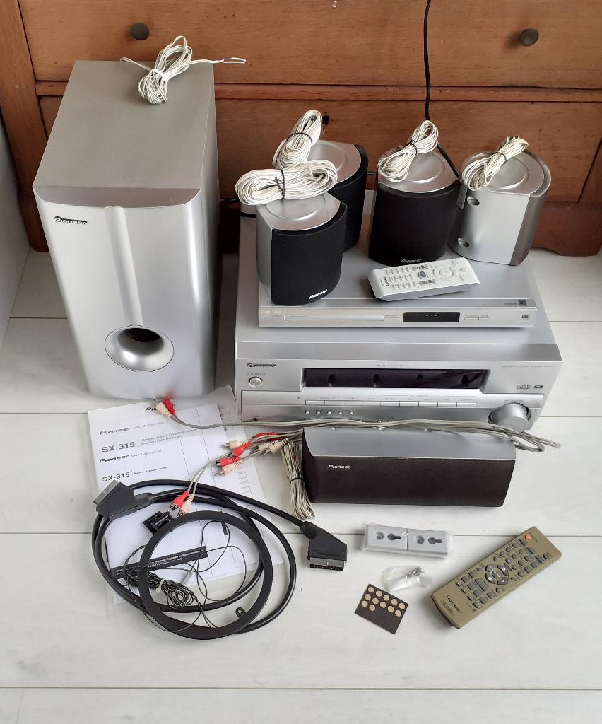 complete home cinema surround set, receiver en DVD/CD speler, Ophalen, Gebruikt, 70 watt of meer, Pioneer