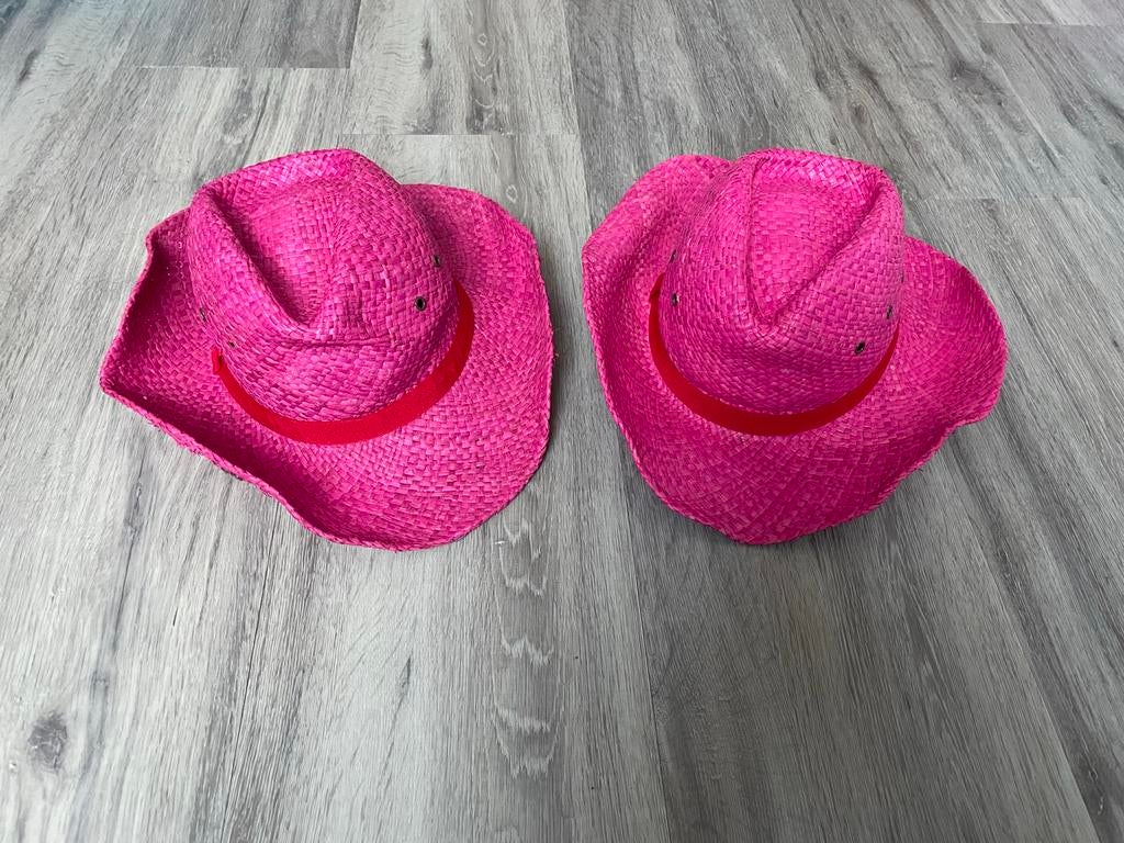 2 leuke roze cowboy hoeden, Ophalen of Verzenden, Zo goed als nieuw, Carnaval, Accessoires