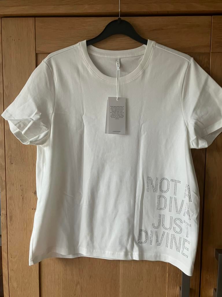 Nieuw = creme t shirt glitter tekst=Only/XL, Overige kleuren, Maat 46/48 (XL) of groter, Nieuw, Ophalen of Verzenden