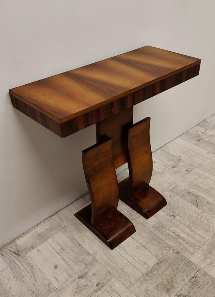 Art Deco Console Tafel – Walnoothout – Jaren 40, Huis en Inrichting, Tafels | Kaptafels, Nyp, 50 tot 100 cm, Zo goed als nieuw