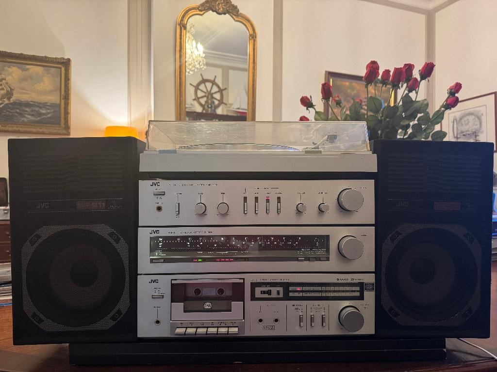 JVC Vintage Stereo Top Set Toren Platenspeler Cassette '80, Gebruikt, JVC, Losse componenten, Ophalen