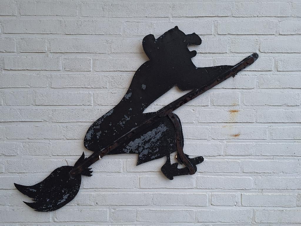 TUINWANDDÉCORATIE IJZEREN HEKS OP BEZEMSTEEL, Ophalen of Verzenden, Gebruikt