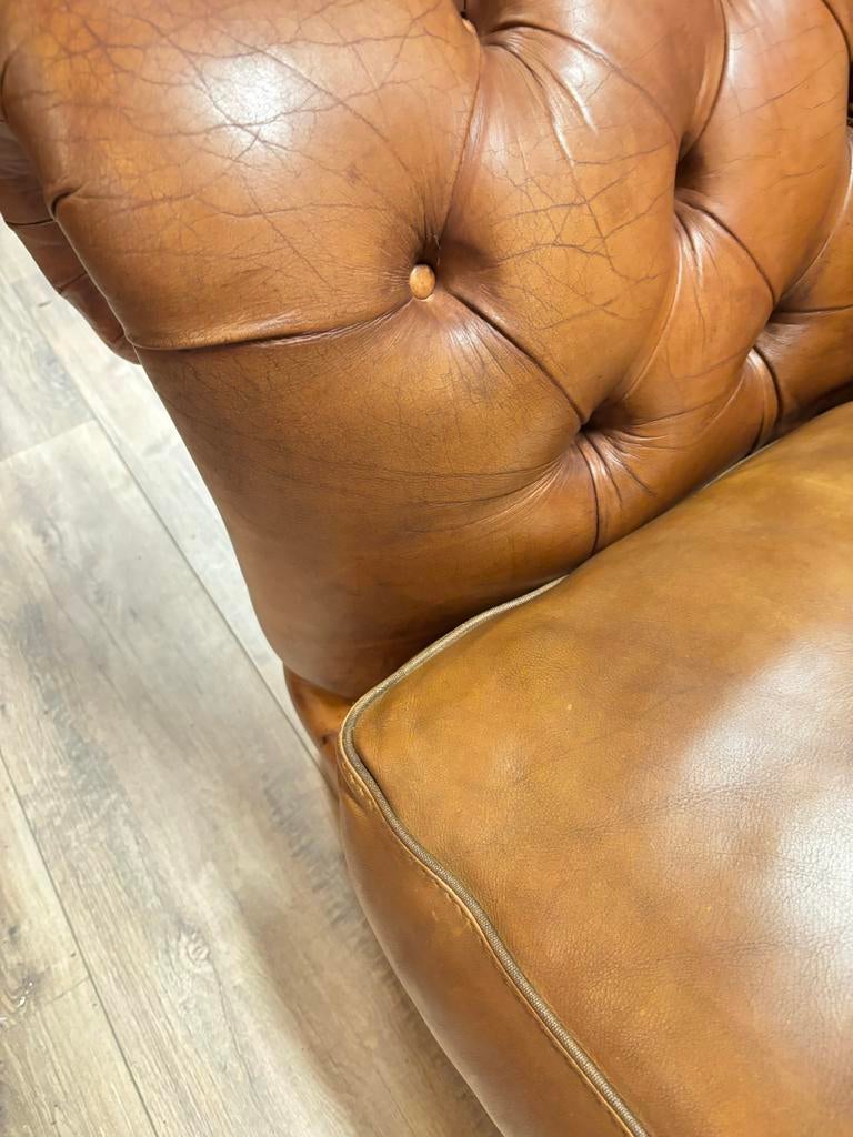 Vintage Chesterfield Bank - Buffelleren Cowboy Rodeo, Ophalen, Gebruikt, 200 tot 250 cm, Info@chesterfield.nl