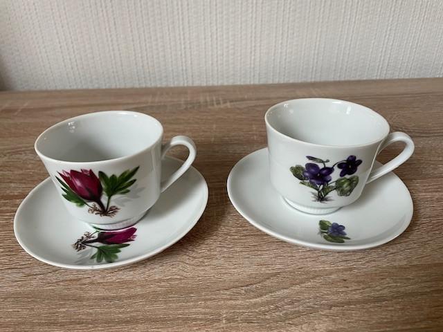 2 Kahla Kop en Schotels met bloemen decor, Ophalen of Verzenden