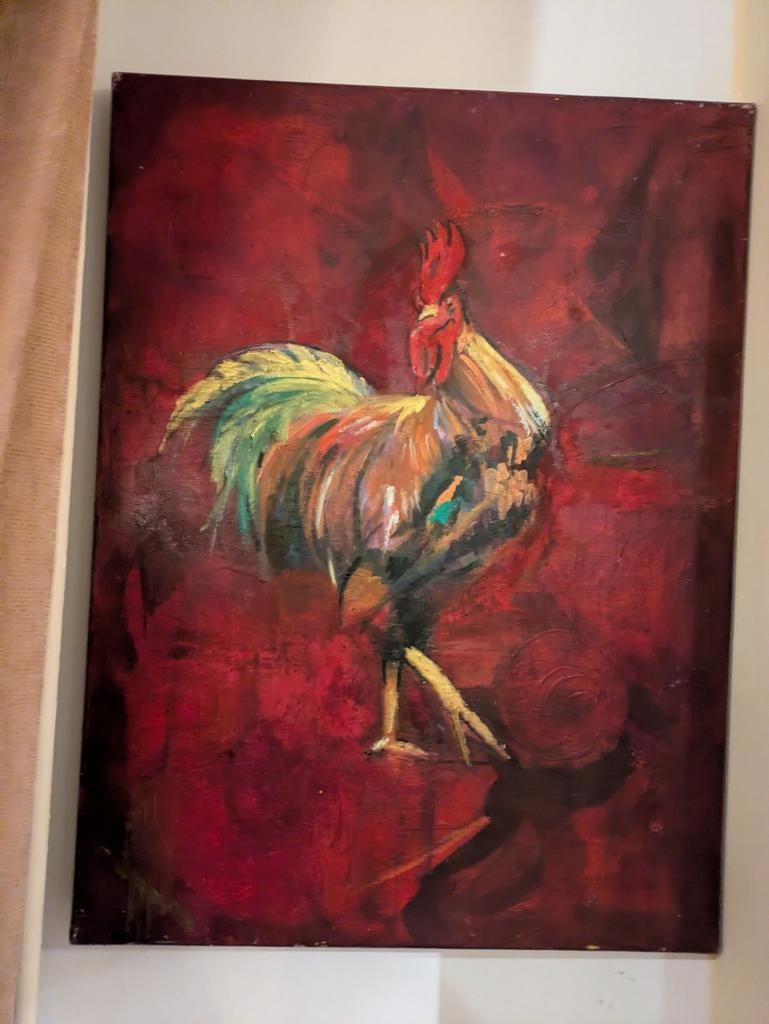 Olie schilderij haan, Ophalen of Verzenden