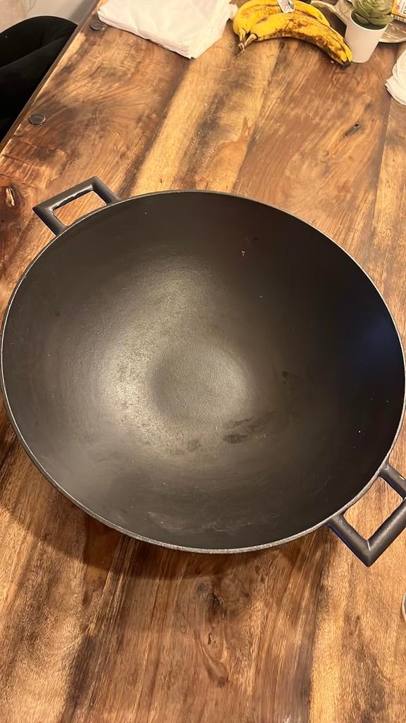 Gietijzer wok pan, Ophalen of Verzenden, Zo goed als nieuw, Gietijzer, Wok