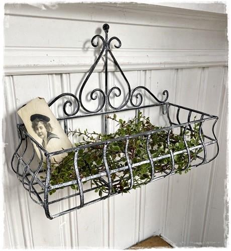 Sierlijke metalen bloembak oude look, 42 x17,5 x 12 cm., Tuin en Terras, Bloembakken en Plantenbakken, Nieuw, Metaal, Tuin, Minder dan 30 cm