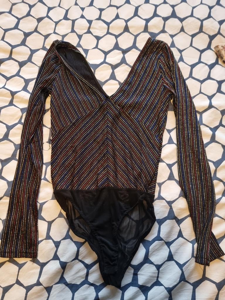 Glitterende Bodysuit met Lange Mouwen, Zwart, Ophalen of Verzenden, Lange mouw, Maat 36 (S)