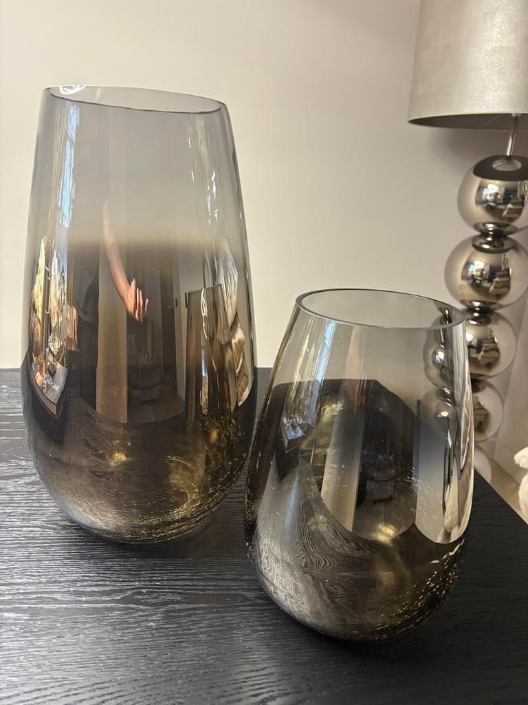 Vaas Windlicht Eric Kuster Eichholtz Smoke Metallic, Overige kleuren, Ophalen of Verzenden, Minder dan 50 cm, Glas