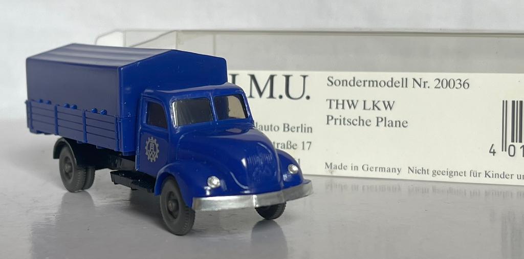 IMU I.M.U. 20036 H0: Magirus S 3500 Rundhauber van het THW, Ophalen of Verzenden, Zo goed als nieuw, Bus of Vrachtwagen, Wiking