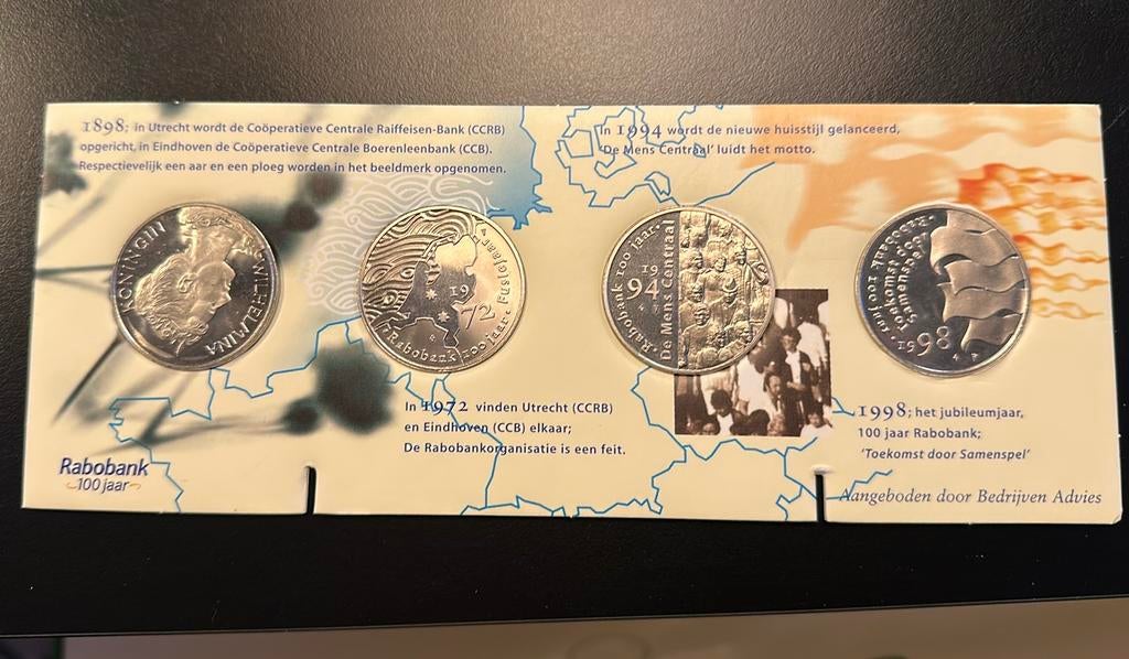 100 jaar Rabobank munten, Postzegels en Munten, Munten | Nederland, Ophalen of Verzenden, Koningin Beatrix, Overige waardes, Setje