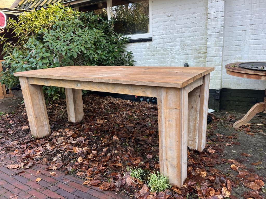 Steigerhouten tafel - 190x80 cm - Binnen gestaan, Huis en Inrichting, Tafels | Eettafels, Ophalen, Gebruikt, 50 tot 100 cm, Vijf personen of meer