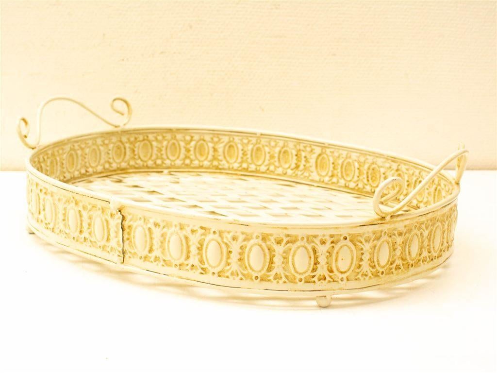 Ovale metaalen dienblad 34333, Huis en Inrichting, Ophalen of Verzenden, Gebruikt, Ovaal, Hout