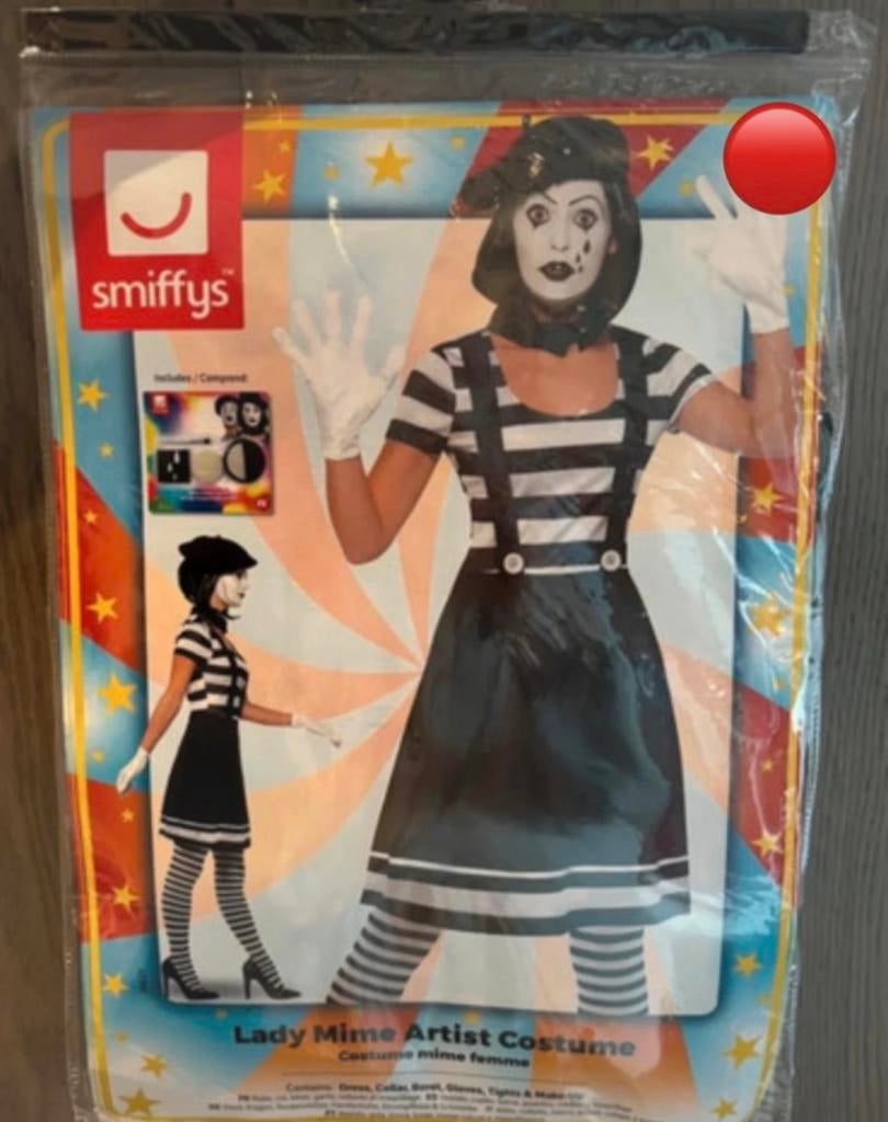 Carnaval mime speler jurk dames, maat M, Ophalen of Verzenden, Nieuw, Maat 38/40 (M), Carnaval