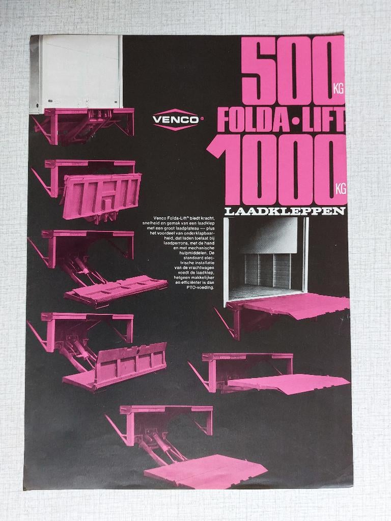 Brochure / Folder VENCO FOLDA LIFT Kleppen  Hoekstra Utrecht, Ophalen of Verzenden, Gelezen, Overige merken