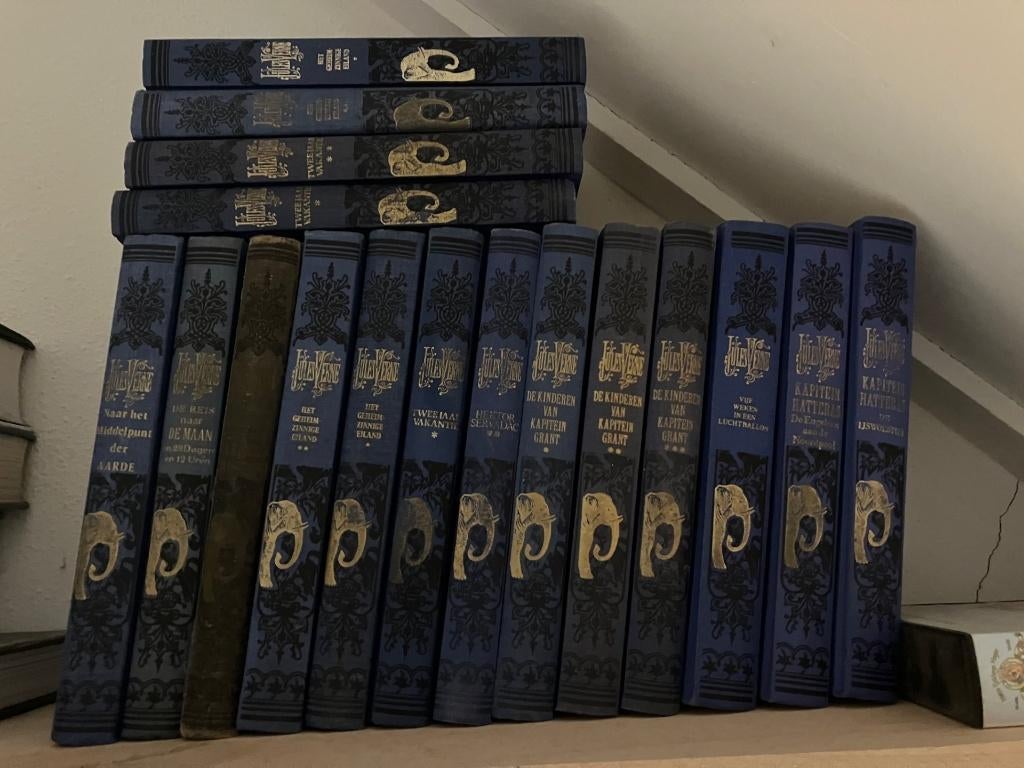 Jules Verne - verschillende titels - blauwe boekjes, Verzenden, Gelezen, Jules Verne