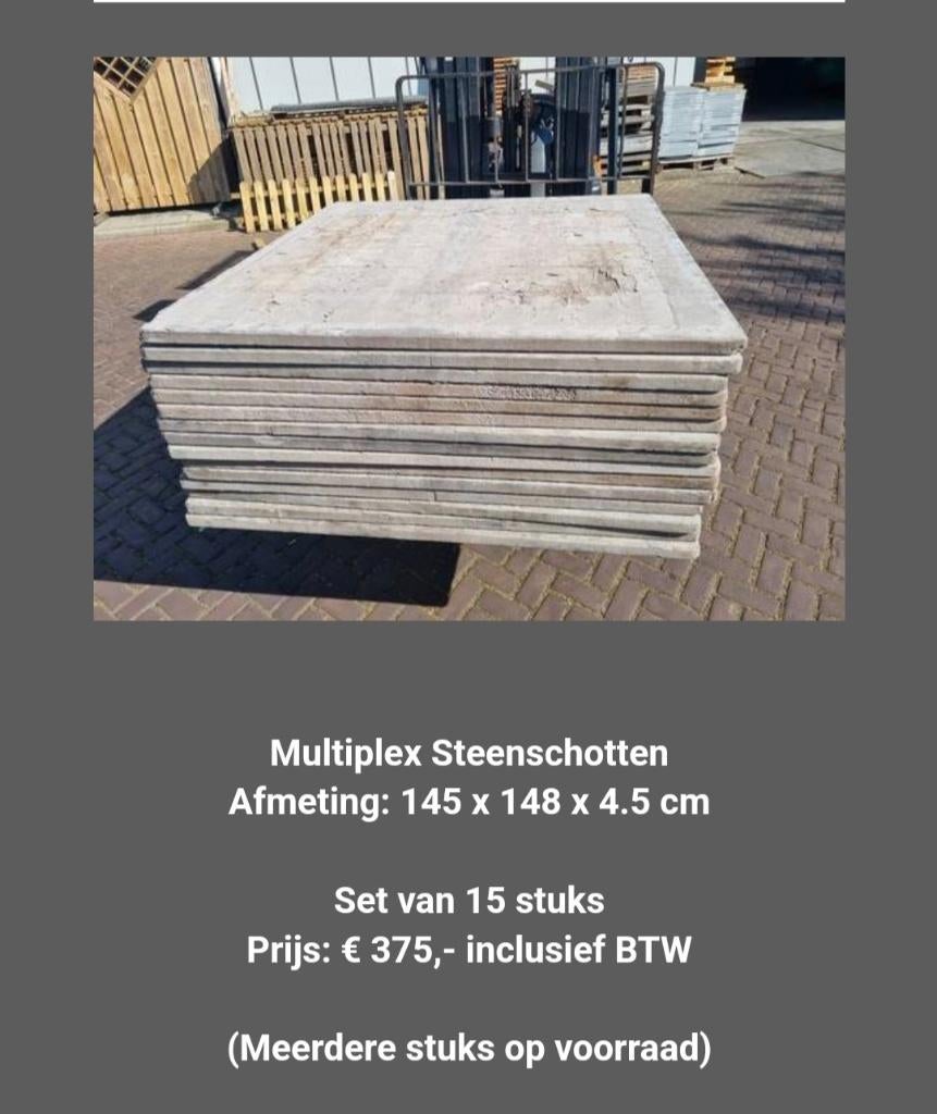 32 m2 Steenschotten 145 x 148 x 4.5 cm, Ophalen, Minder dan 180 cm, Planken