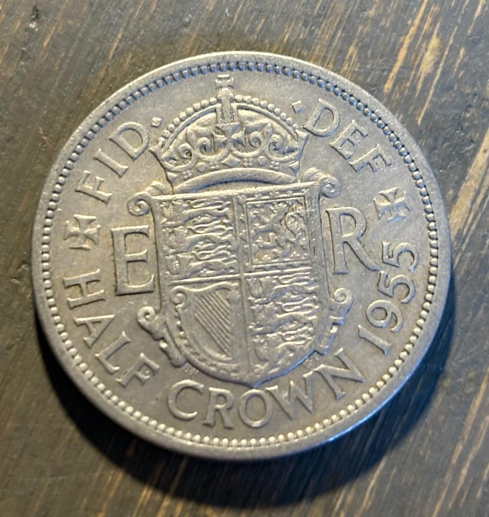 1/2 Crown 1955 Engeland, Ophalen of Verzenden, Overige landen, Losse munt