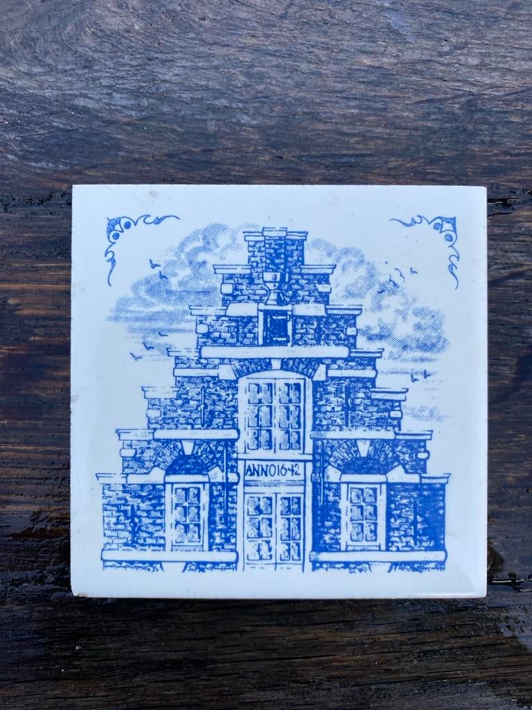 Vintage Delfts Blauw Tegel Anno 1642 KLM Business Class, Antiek en Kunst, Antiek | Wandborden en Tegels, Ophalen of Verzenden