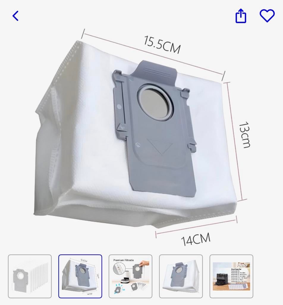 10 stuks Roborock Stofzuigerzakken - (Q5+, Q7+,S7 MaxV, S8+), Ophalen of Verzenden, Nieuw, Robotstofzuiger