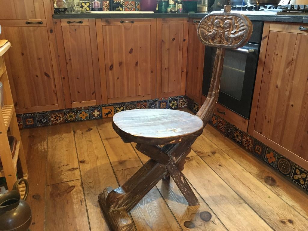 Ethno Teak Stoelen uit Bali, Ophalen, Bruin, Ethno / Tribal / recycled hout, Zo goed als nieuw