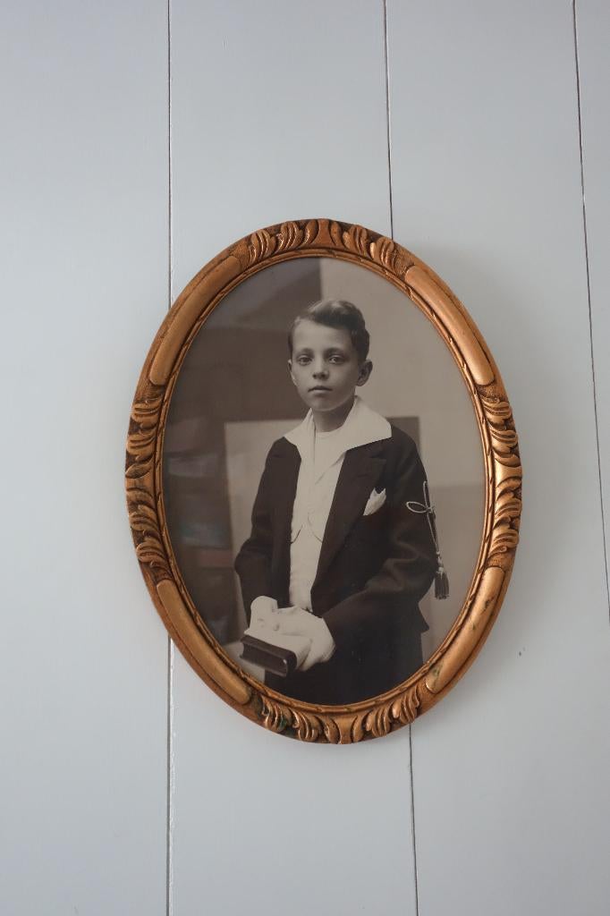 Prachtige jaren 30 Franse antieke ovale houten fotolijst, Ophalen of Verzenden