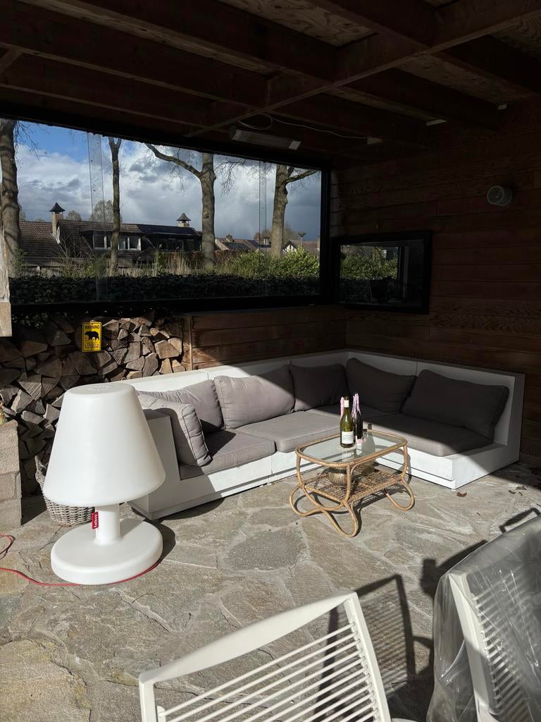 Grote 4-delige loungeset van gips met hoekdelen, Tuin en Terras, Tuinsets en Loungesets, Gebruikt, Ophalen of Verzenden, Loungeset