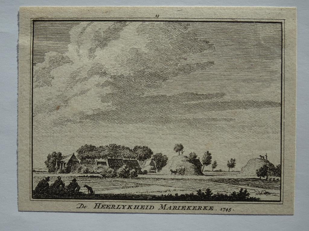 Gravure heerlijkheid Mariekerke Zeeland, 1745, Spilman, Antiek en Kunst, Verzenden