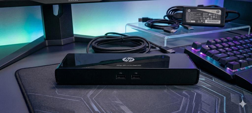 HP 3005pr USB 3.0 docking station / port replicator +voeding, Computers en Software, Dockingstations, Ophalen of Verzenden, Zo goed als nieuw