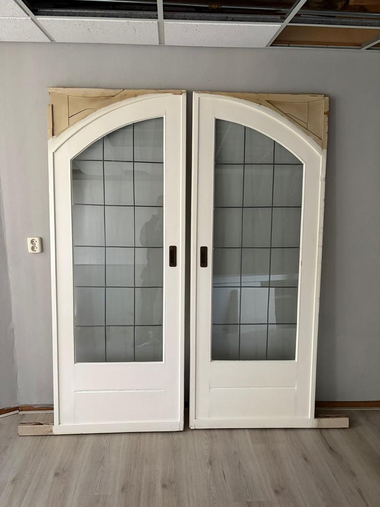 Schuifdeuren met glas, Ophalen, Gebruikt, 120 cm of meer, Binnendeur