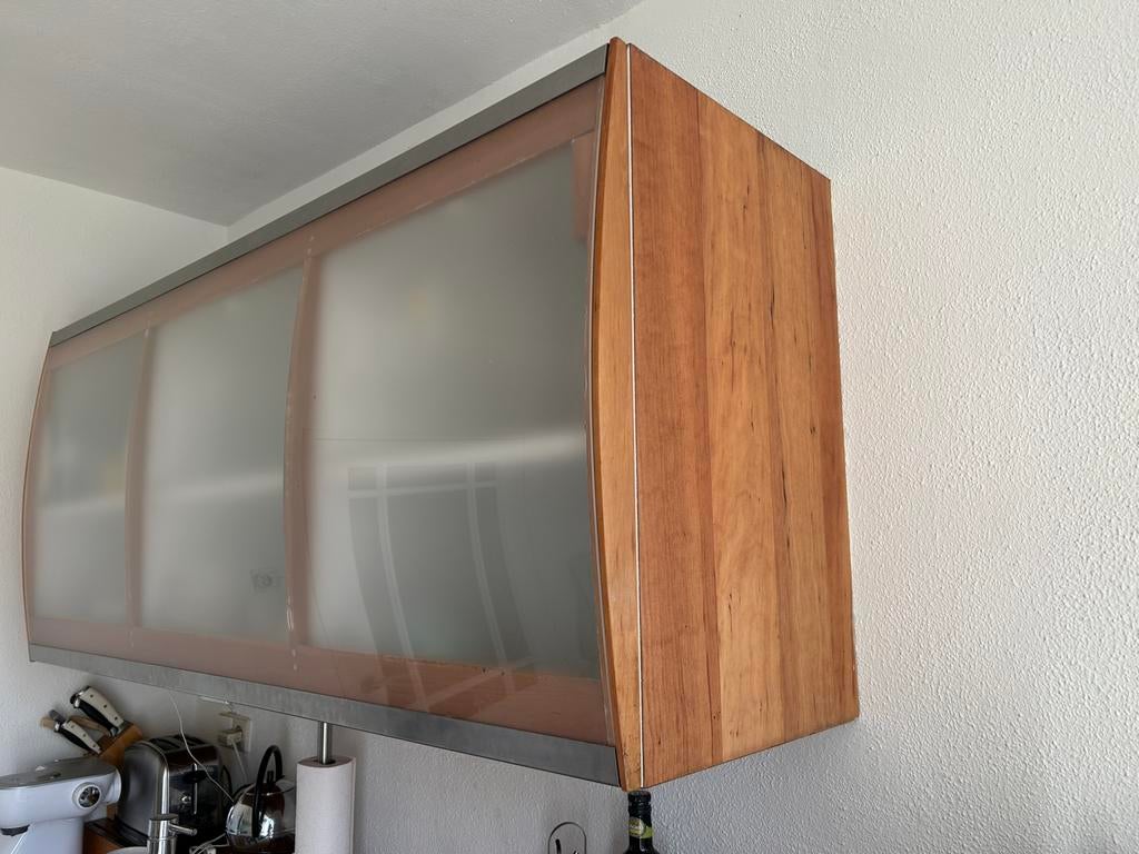 Italiaans design eiken houten wandkast, Ophalen, Gebruikt, Overige houtsoorten, 150 tot 200 cm