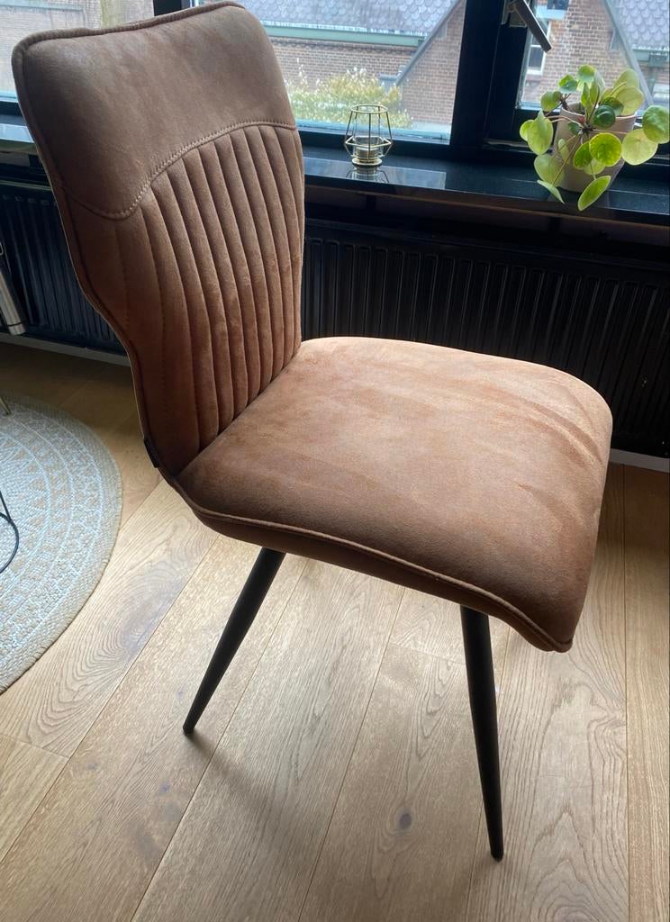 4 nette eetkamerstoelen cognac, Huis en Inrichting, Stoelen, Ophalen, Overige kleuren, Zo goed als nieuw, Vier