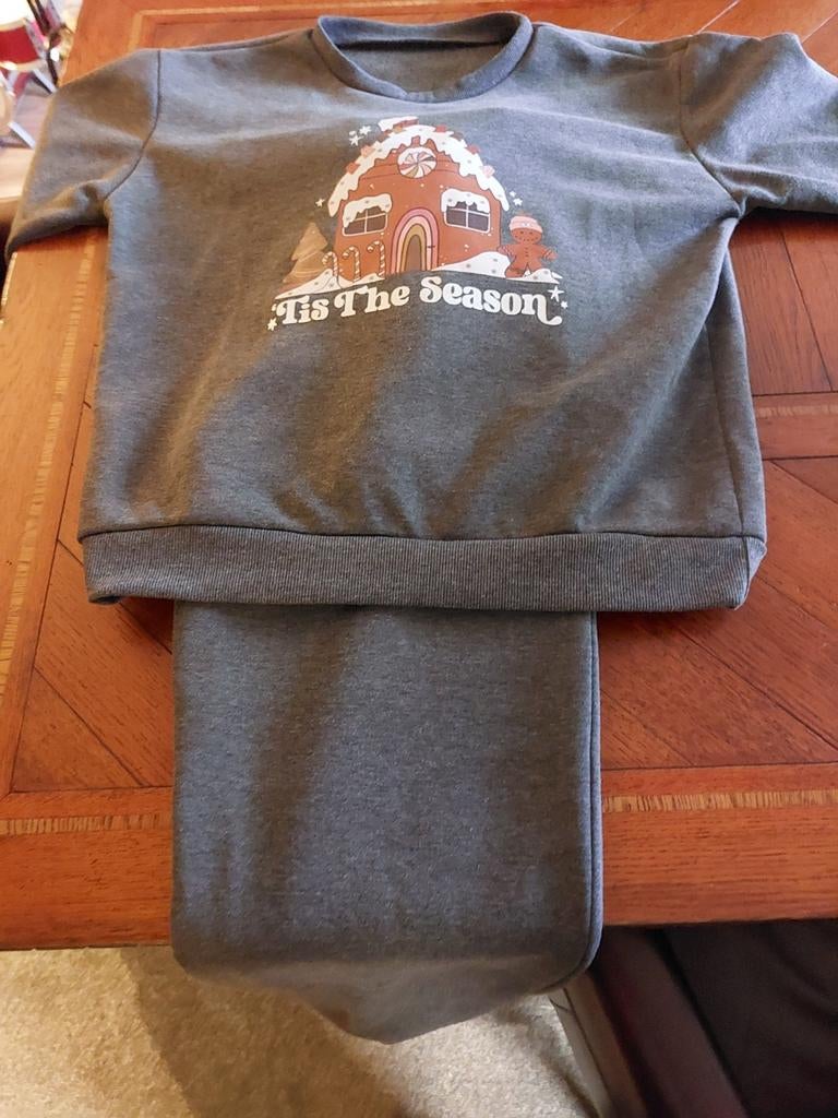 Comfortabel dames huispak met kerstprint, Maat 38/40 (M), Ophalen of Verzenden, Onbekend, Grijs